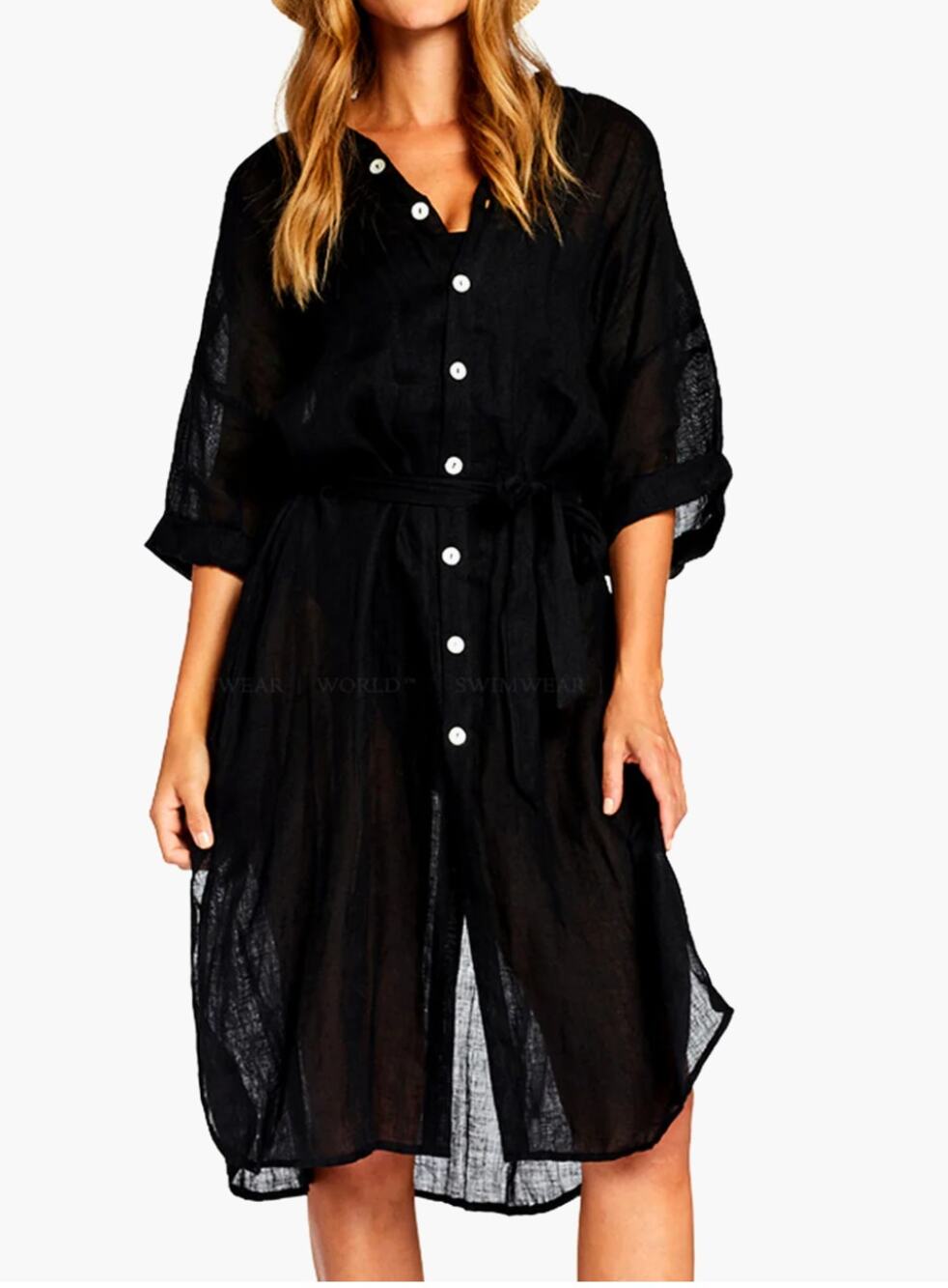 NWT VitaminA Black Lini Midi Coverup Size MEDIUM